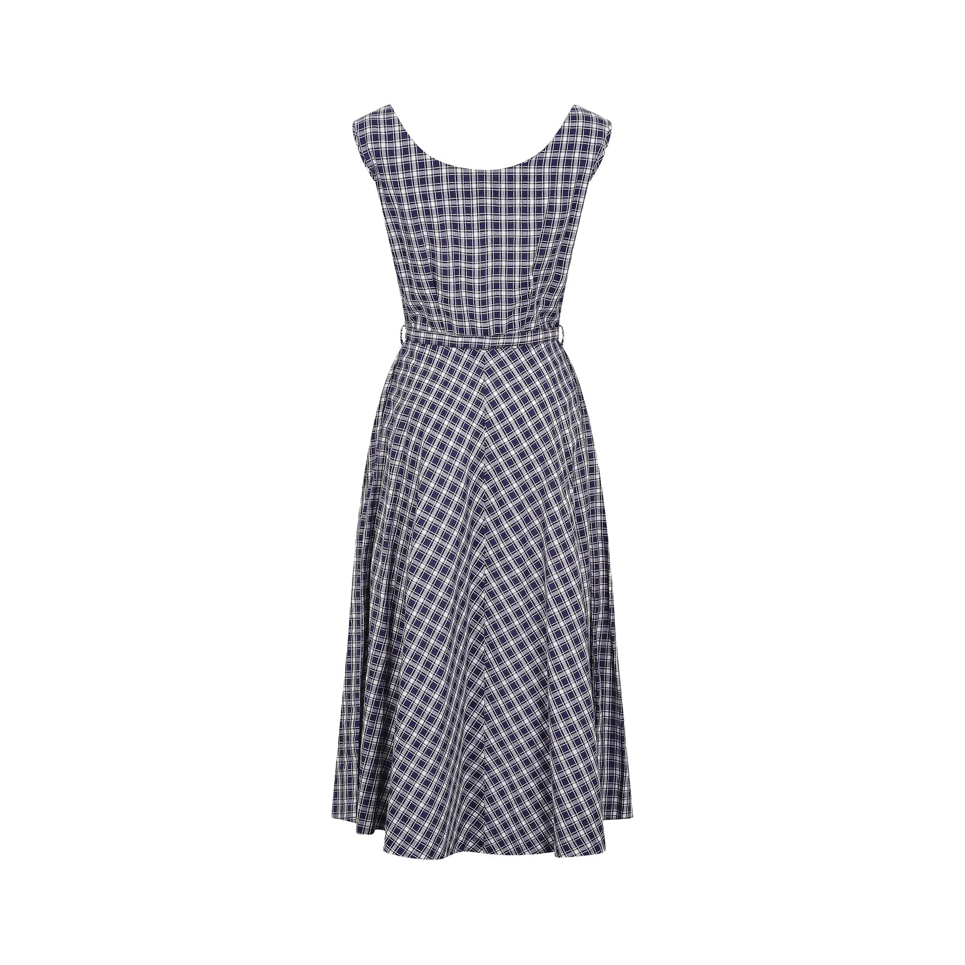 1960s Blue and White Gingham Dress