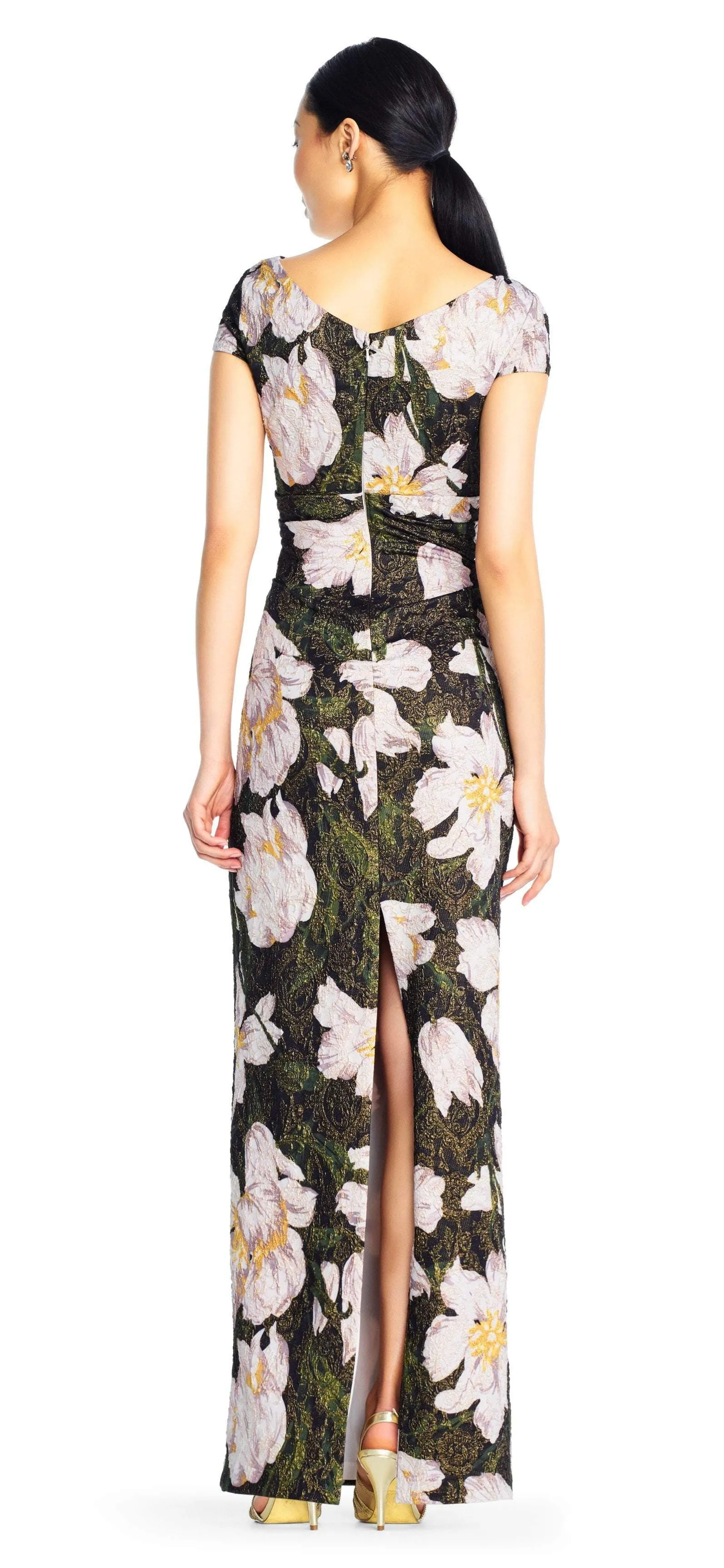 Adrianna Papell - AP1E203398 Floral Patterned Bateau Sheath Dress