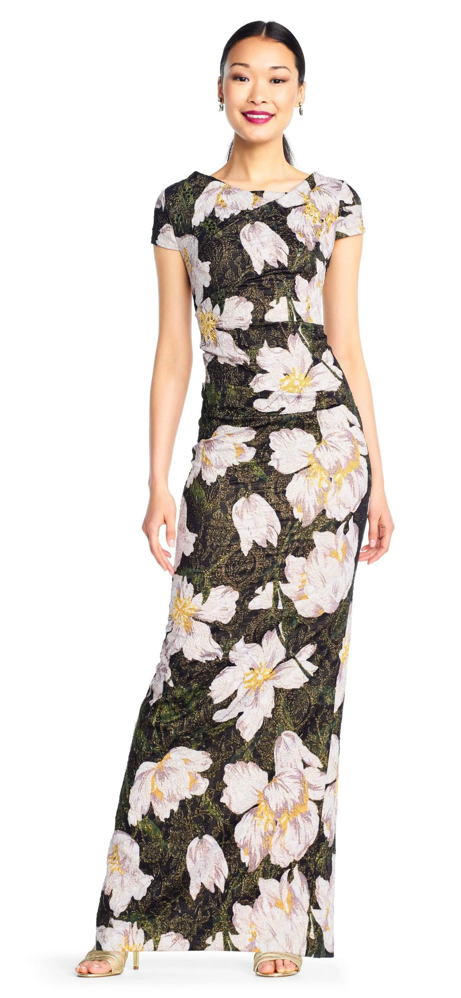 Adrianna Papell - AP1E203398 Floral Patterned Bateau Sheath Dress