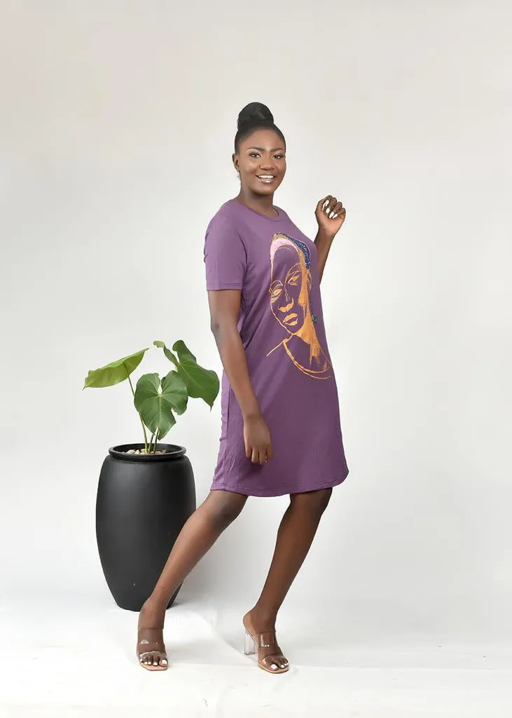 Aimas Aisha Midi T-shirt Dress with beaded Fulani lady