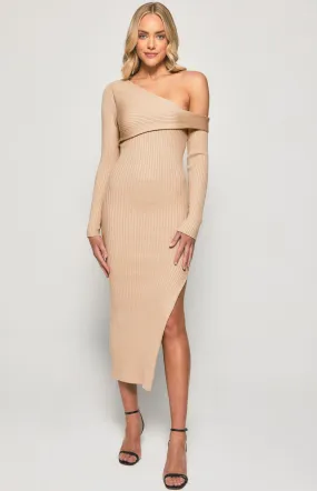 Alina Knit Midi Dress - Latte