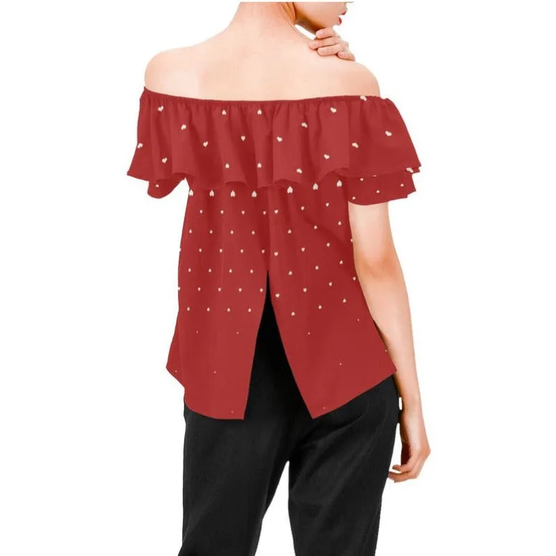 All Heart Women's Off Shoulder Blouse with Ruffle