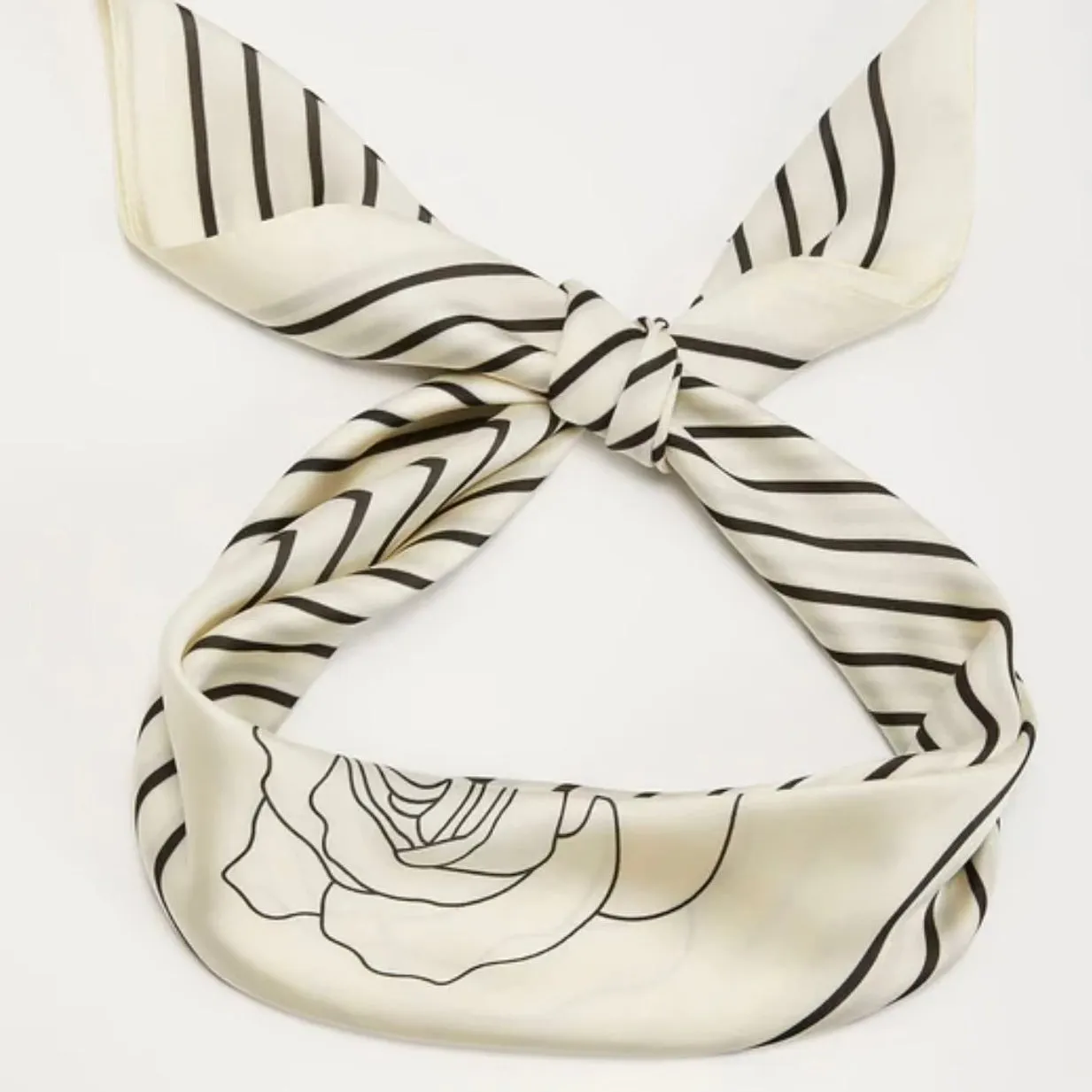 Antionette Striped Rose Cream & Black Scarf