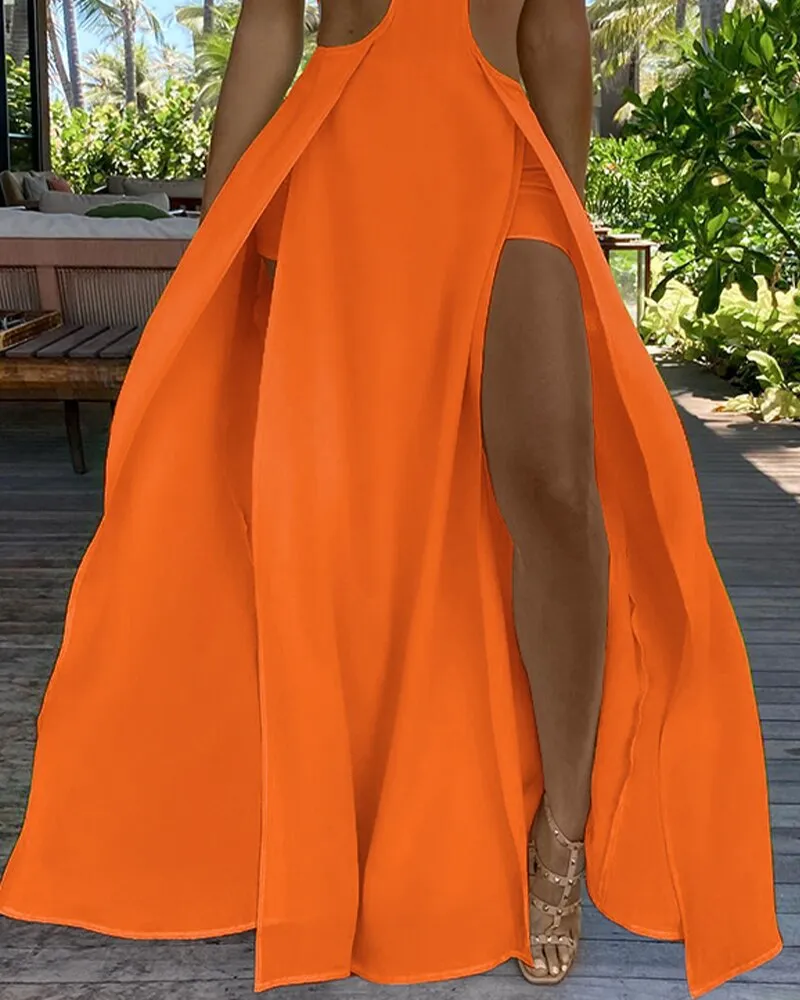 Beach Holiday Wear Thigh Slit Long Maxi Dress