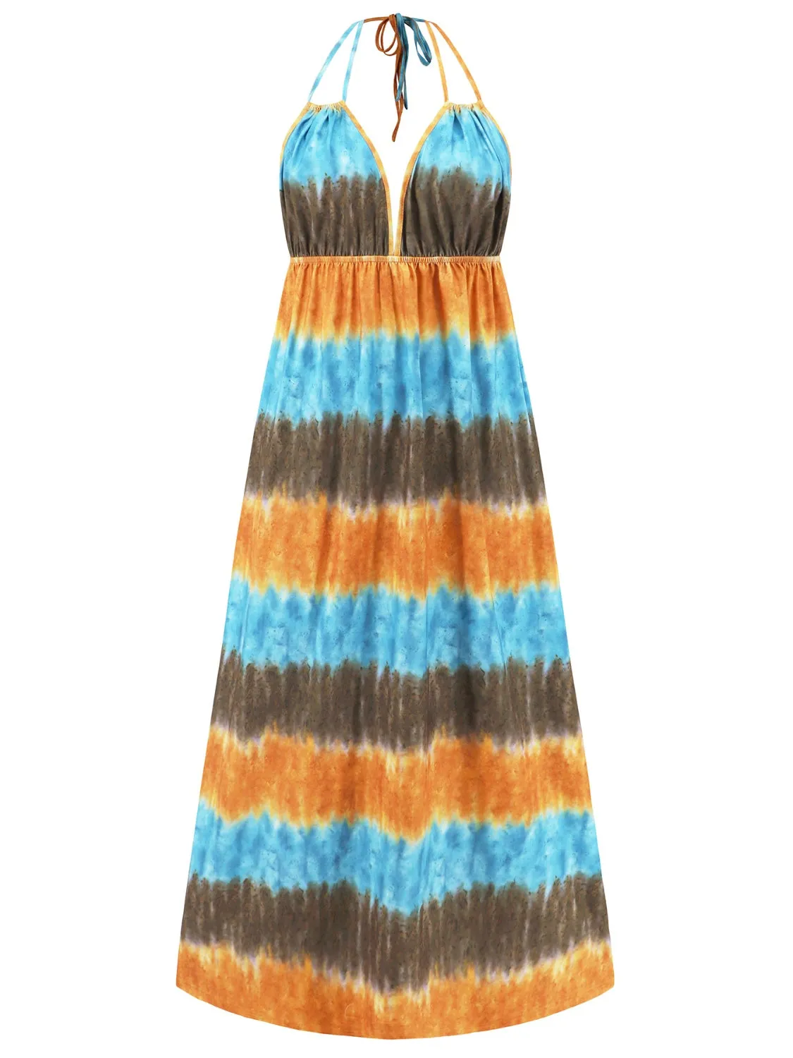 Beach Wedding Guest Attire for Women: Tie-Dye Sleeveless Halter Neck Dress