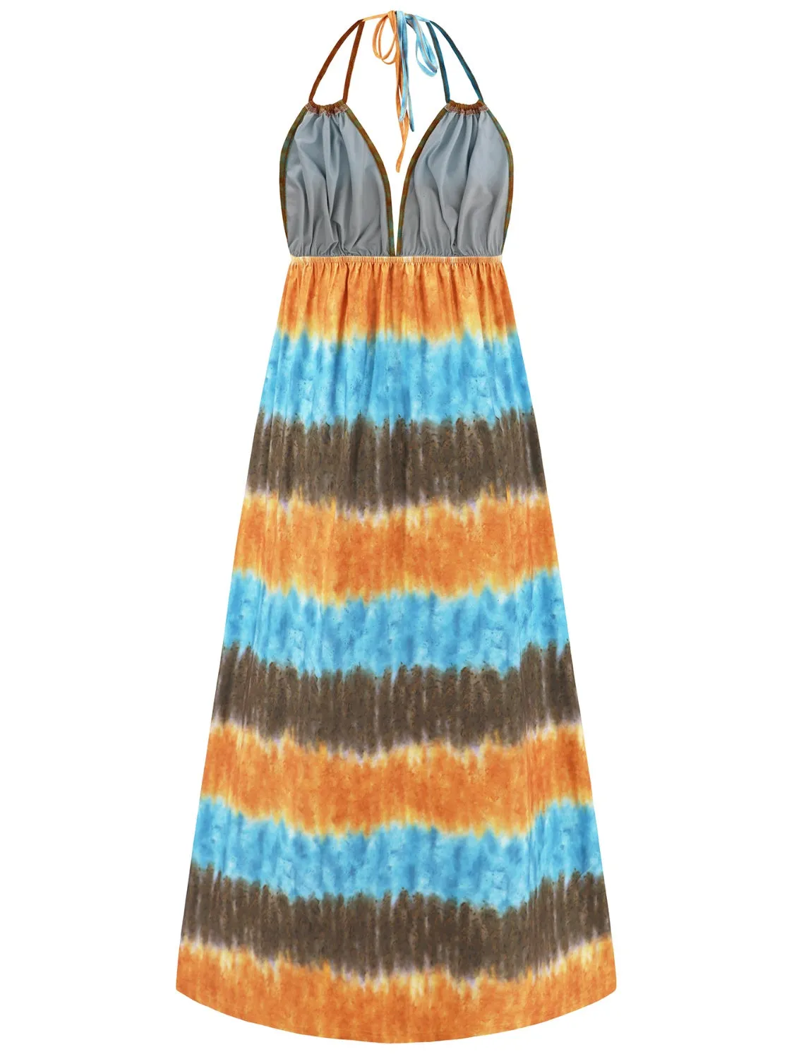 Beach Wedding Guest Attire for Women: Tie-Dye Sleeveless Halter Neck Dress