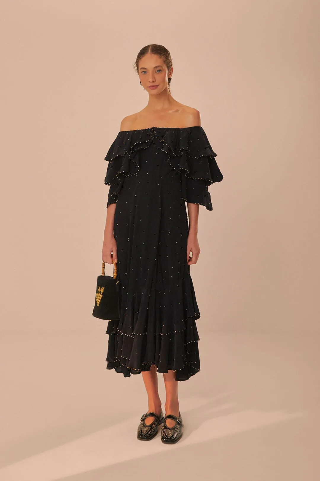 Black Off-Shoulder Maxi Dress