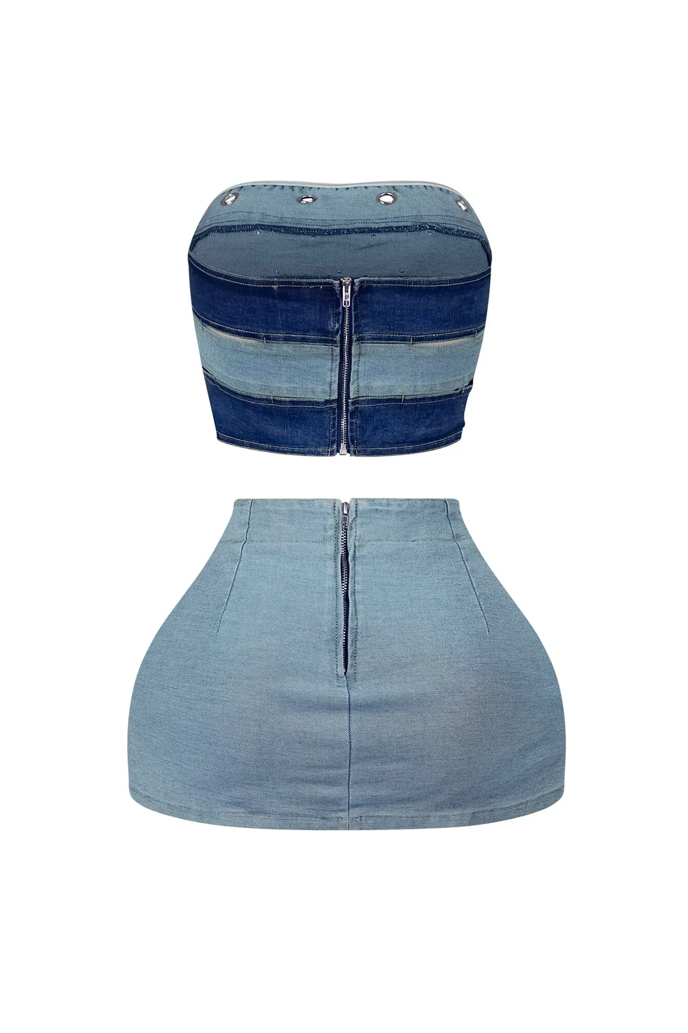 Blake Denim Tube Top & Skirt SET