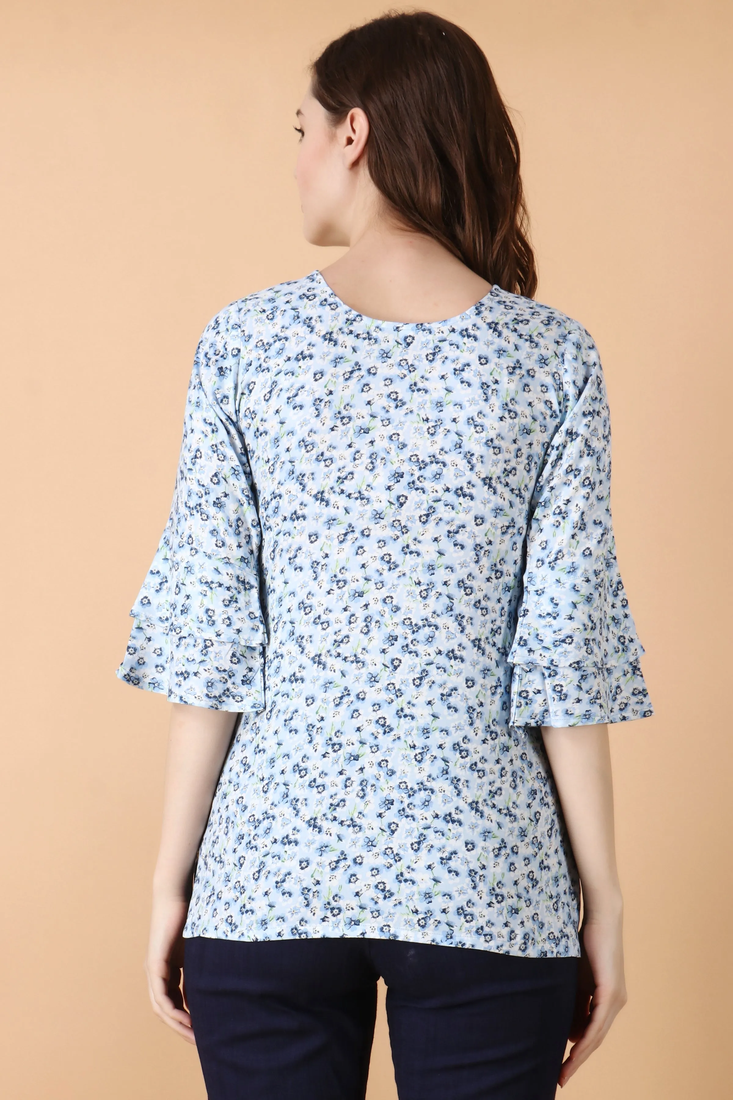 Bloomy Blue Rayon Top