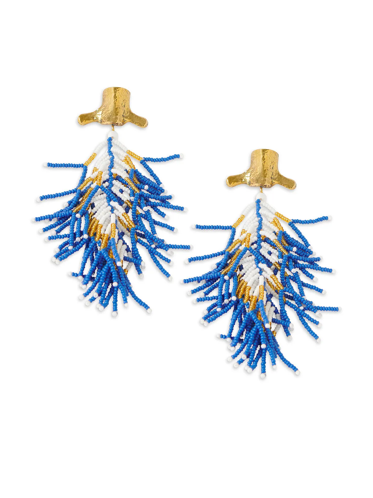 Blue & White Yatta Fringe Earrings