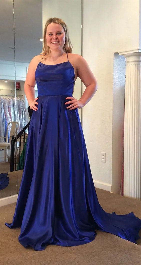 Blue Prom Dresses, Evening Dress ,Winter Formal Dress, Pageant Dance Dresses, Graduation School Party Gown, PC0280