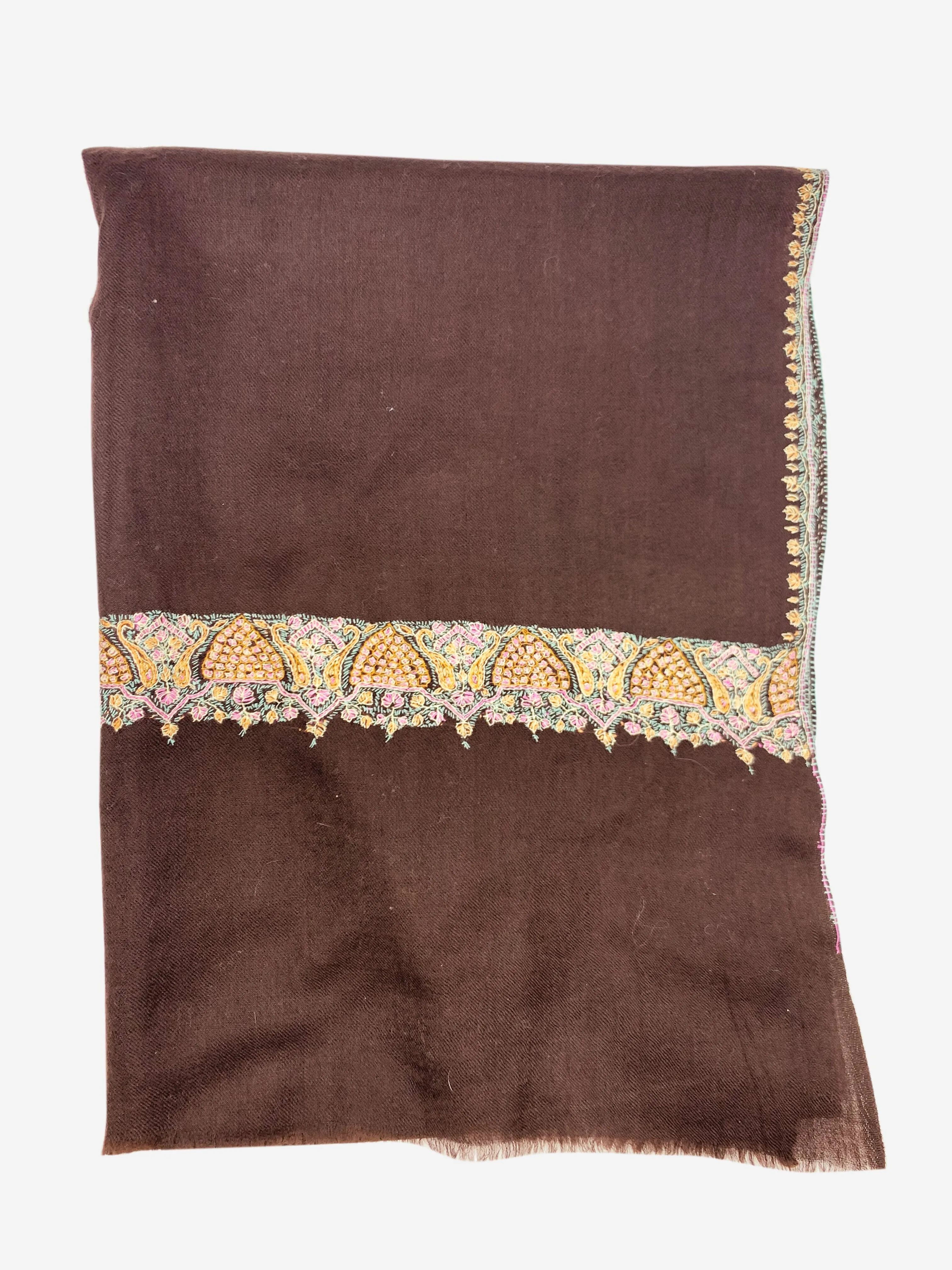 Brown Embroidered detailing scarf