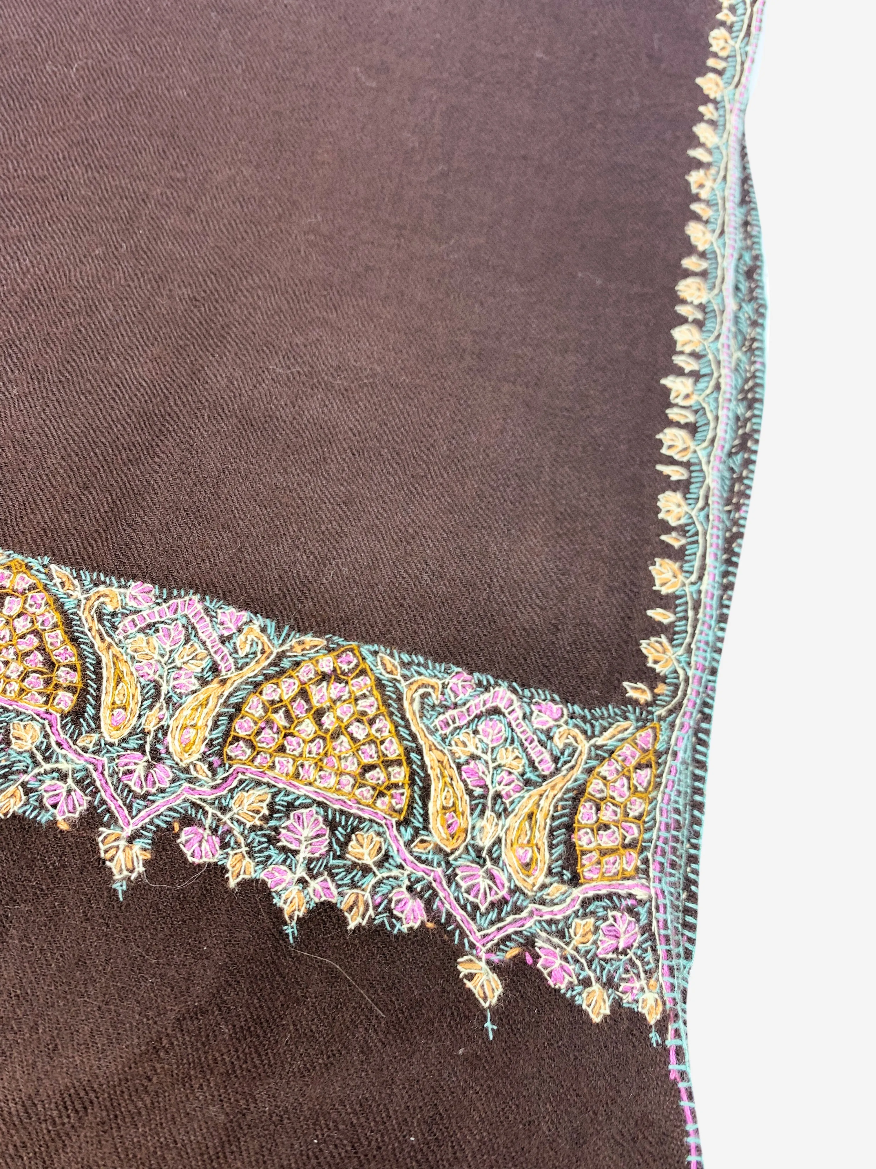 Brown Embroidered detailing scarf