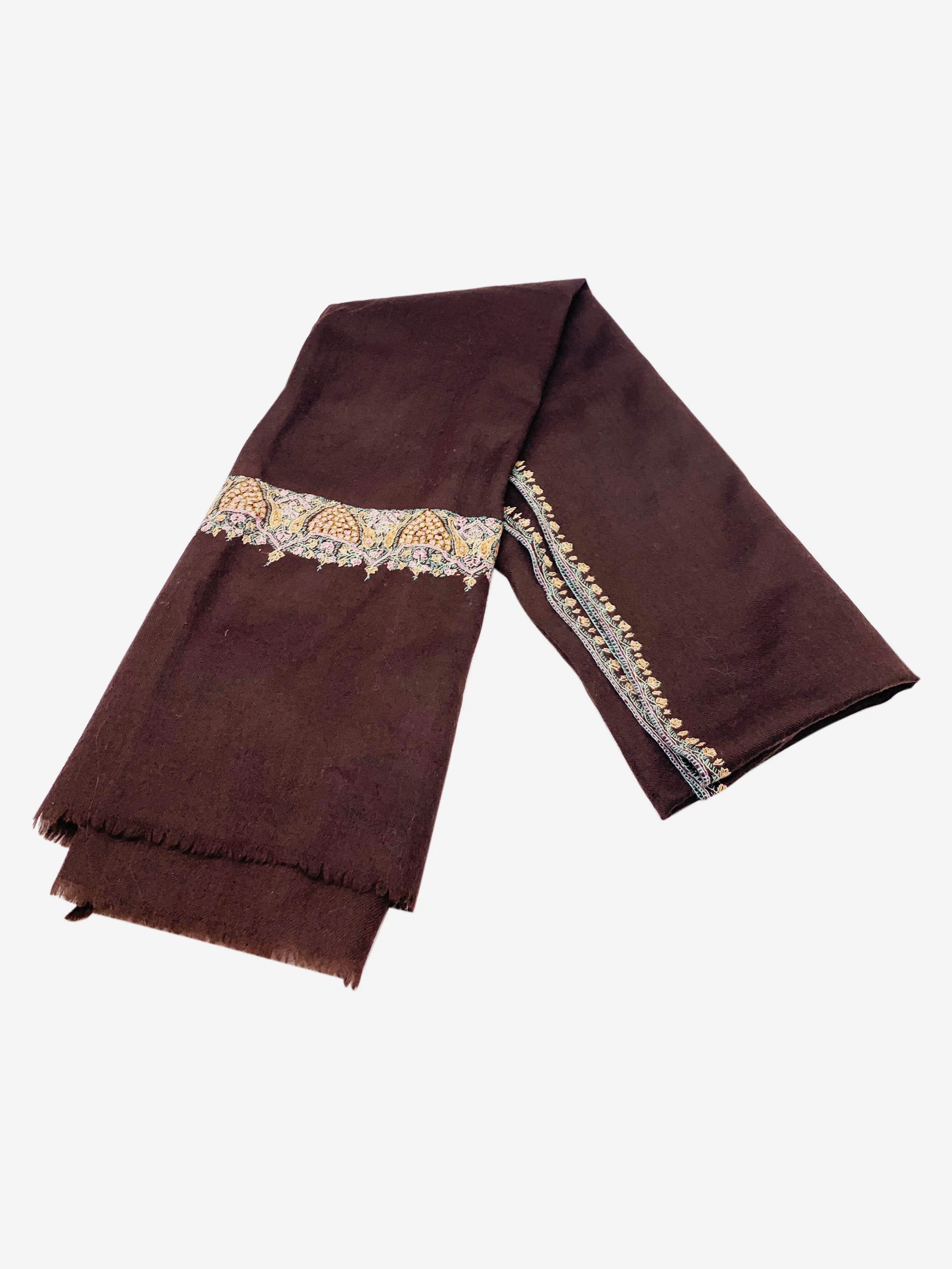 Brown Embroidered detailing scarf