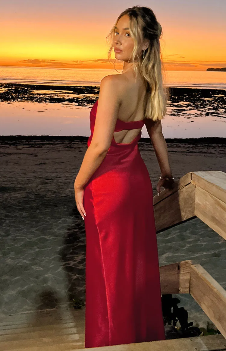 Cassander Red Strapless Maxi Dress