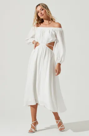 Cassian Cutout Off Shoulder Midi Dress