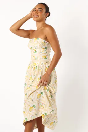 Cintrico Strapless Midi Dress - Lemon