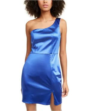 Crystal Doll Juniors' Satin One-Shoulder Party Dress, Royal Blue, 5/S