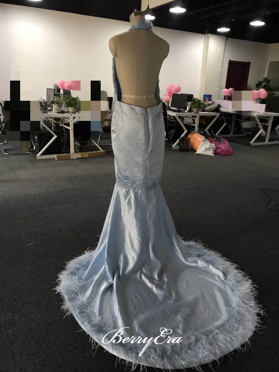 Custom Design Halter Long Prom Dresses, Mermaid Lace Prom Dresses, 2020 Prom Dresses