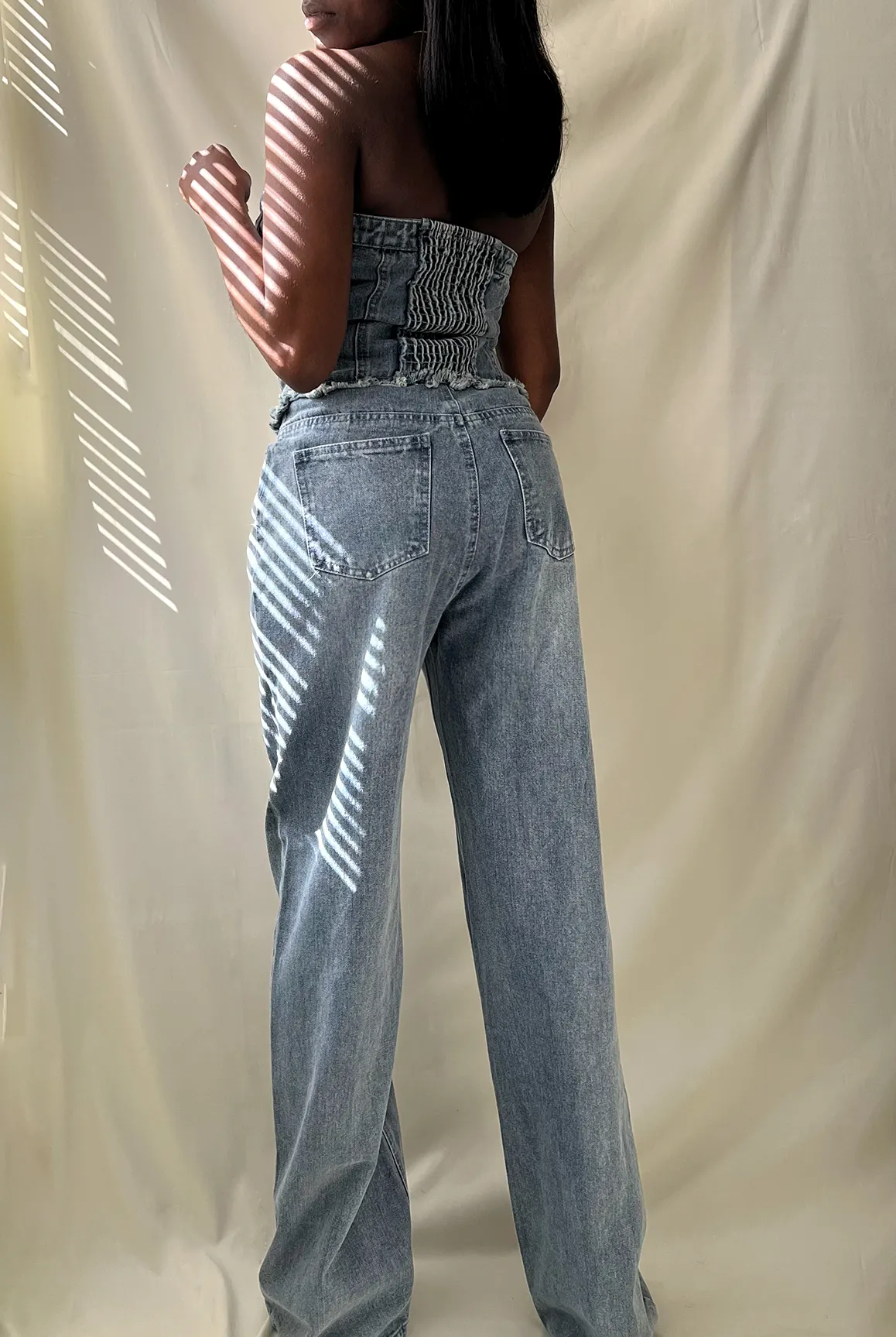 Denim Strapless Jumpsuit