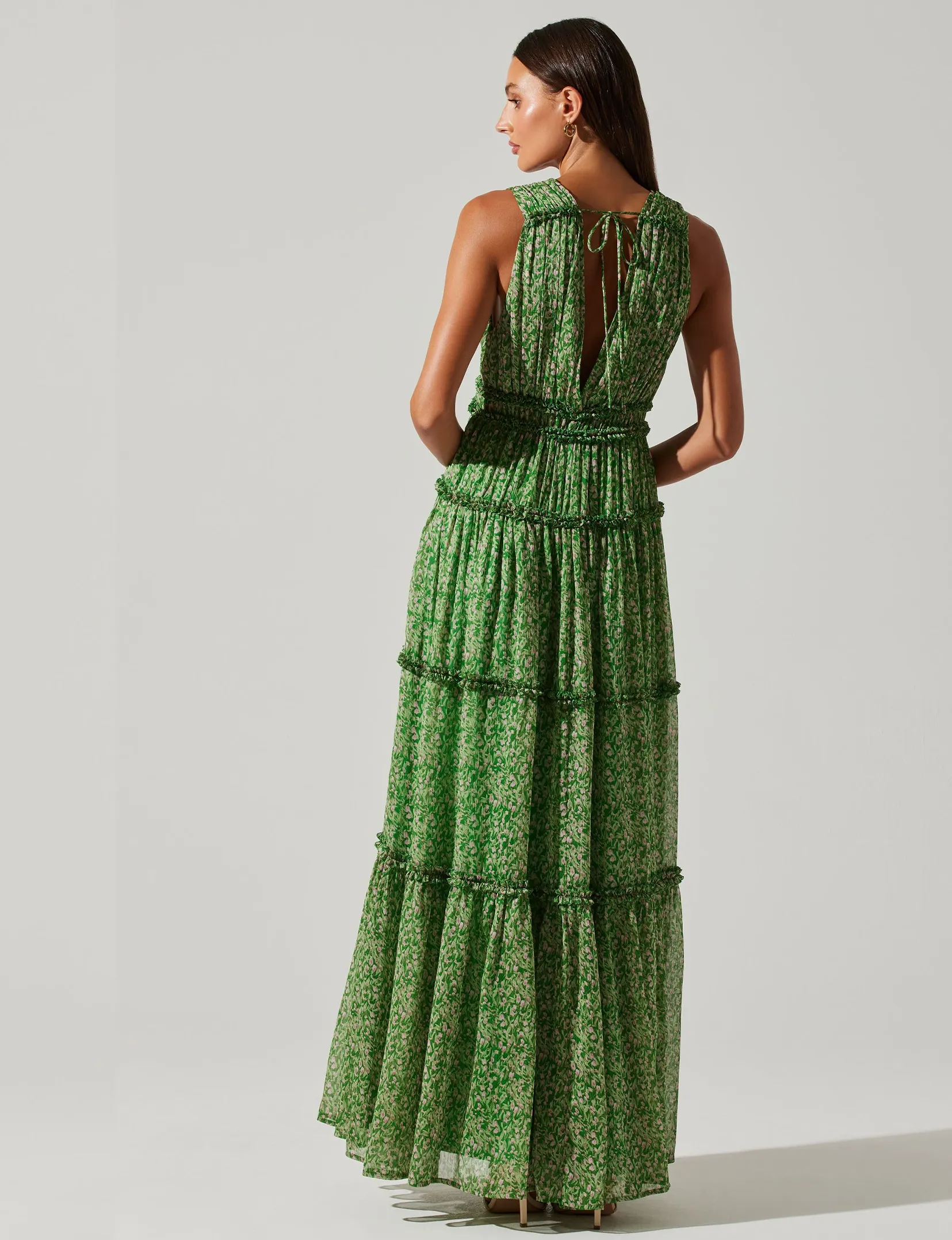 Edessa Maxi Dress, Green/Pink Floral