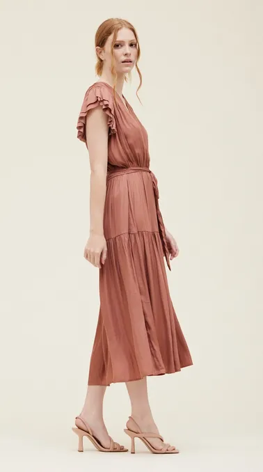 Elodie Satin Dress in Blush