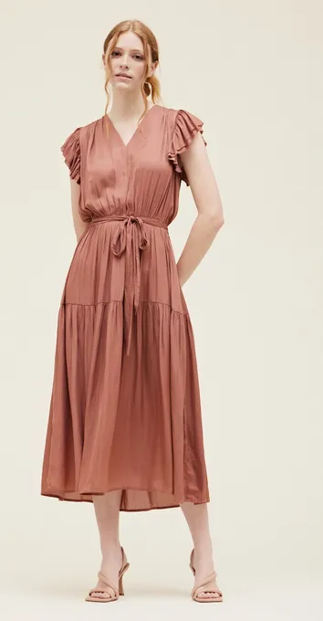 Elodie Satin Dress in Blush