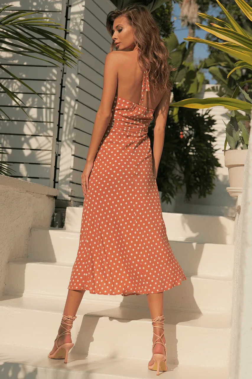 Emilia Halter Dress - Rust Spot