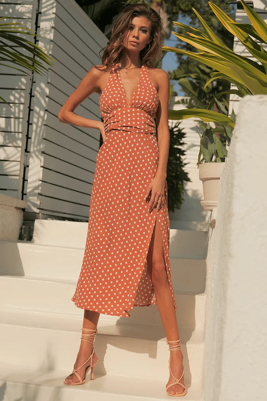 Emilia Halter Dress - Rust Spot