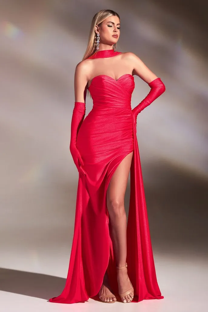 Essence | Strapless Stretch Satin Gown with Gloves | LaDivine CD886