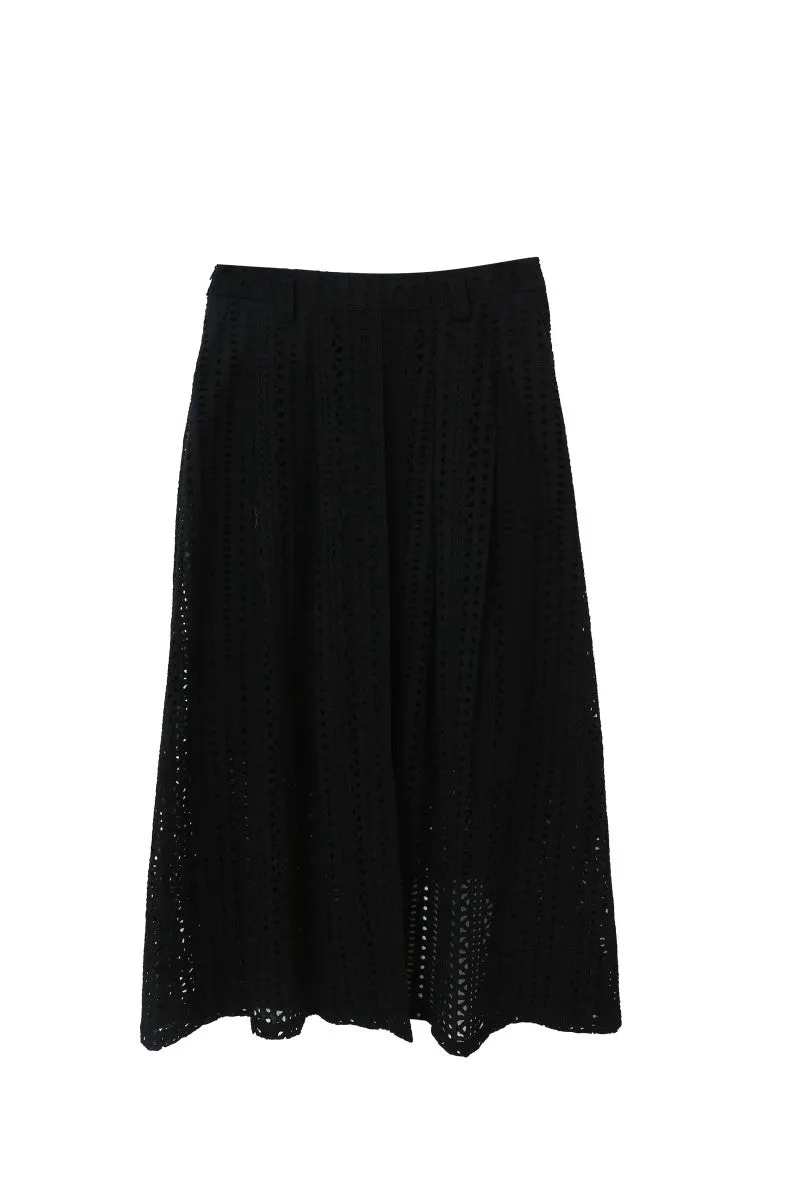 Eyelet Maxi Skirt in black by See U Soon