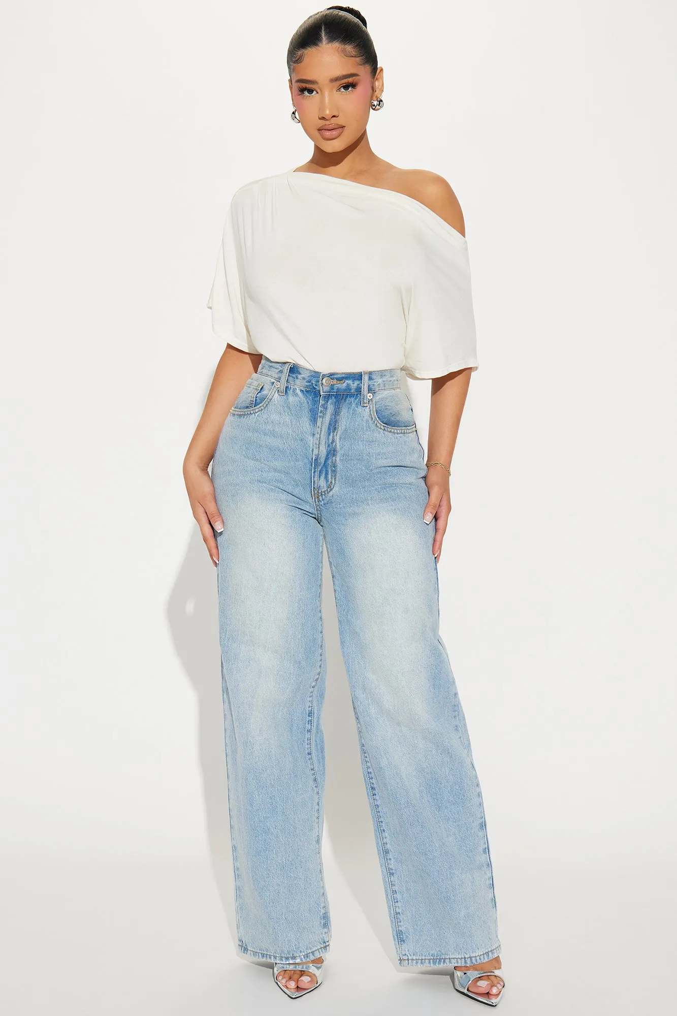 Flatter Me Off Shoulder Bodysuit - Ivory