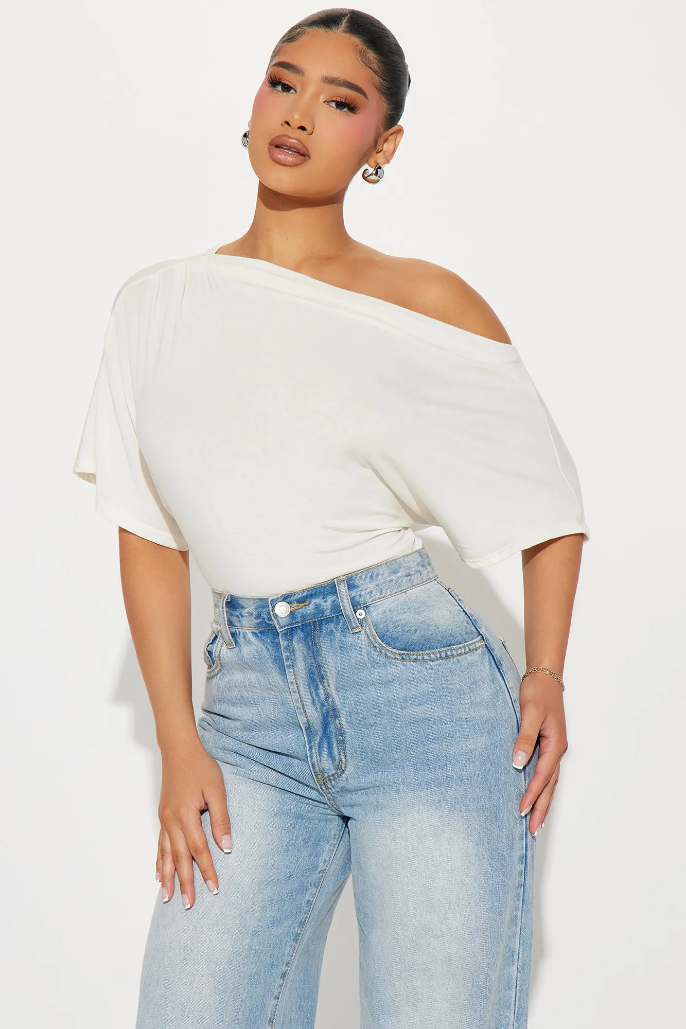 Flatter Me Off Shoulder Bodysuit - Ivory