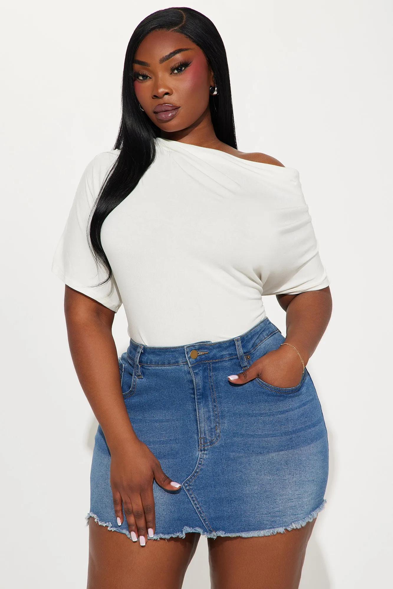 Flatter Me Off Shoulder Bodysuit - Ivory