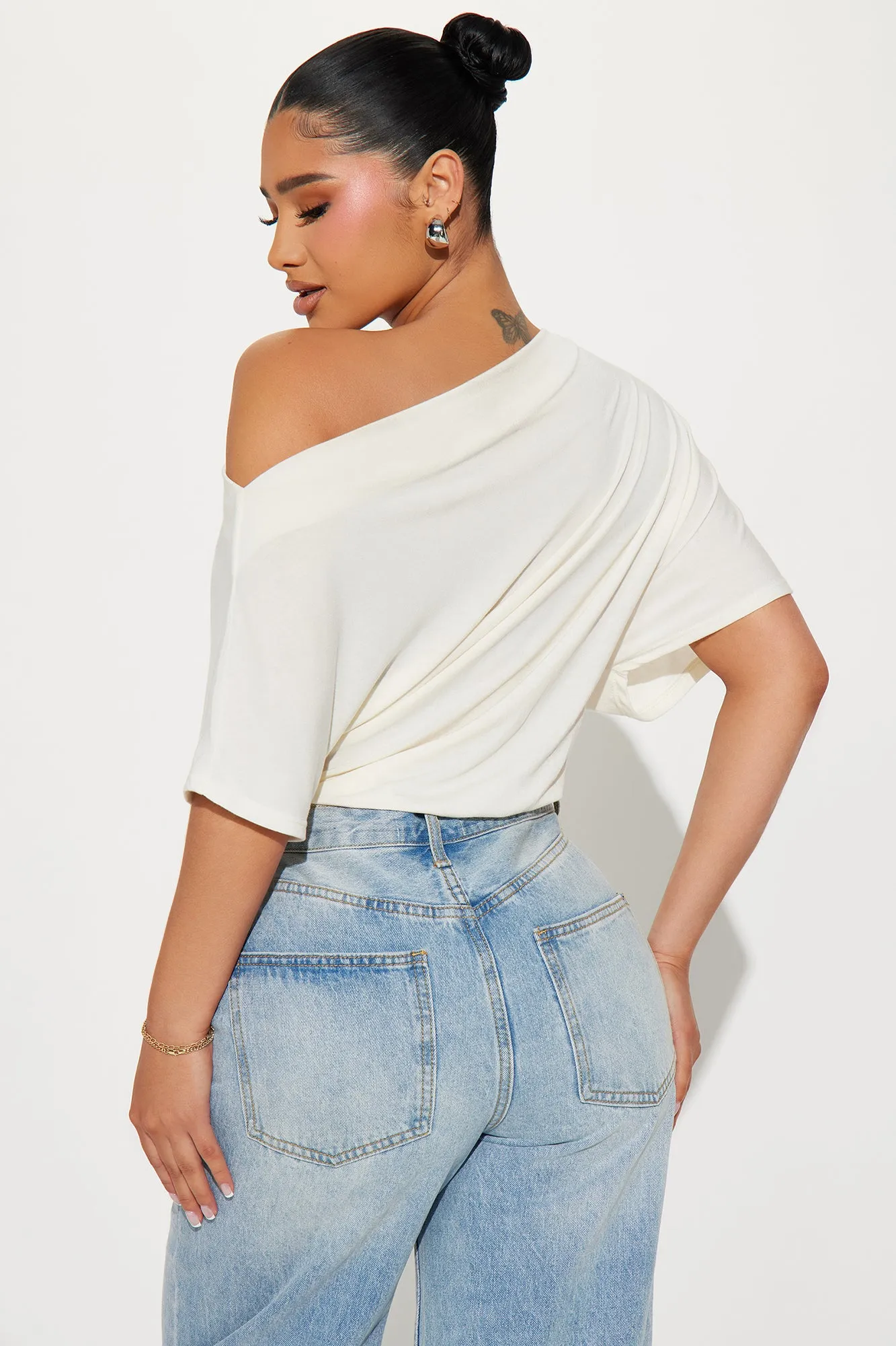 Flatter Me Off Shoulder Bodysuit - Ivory