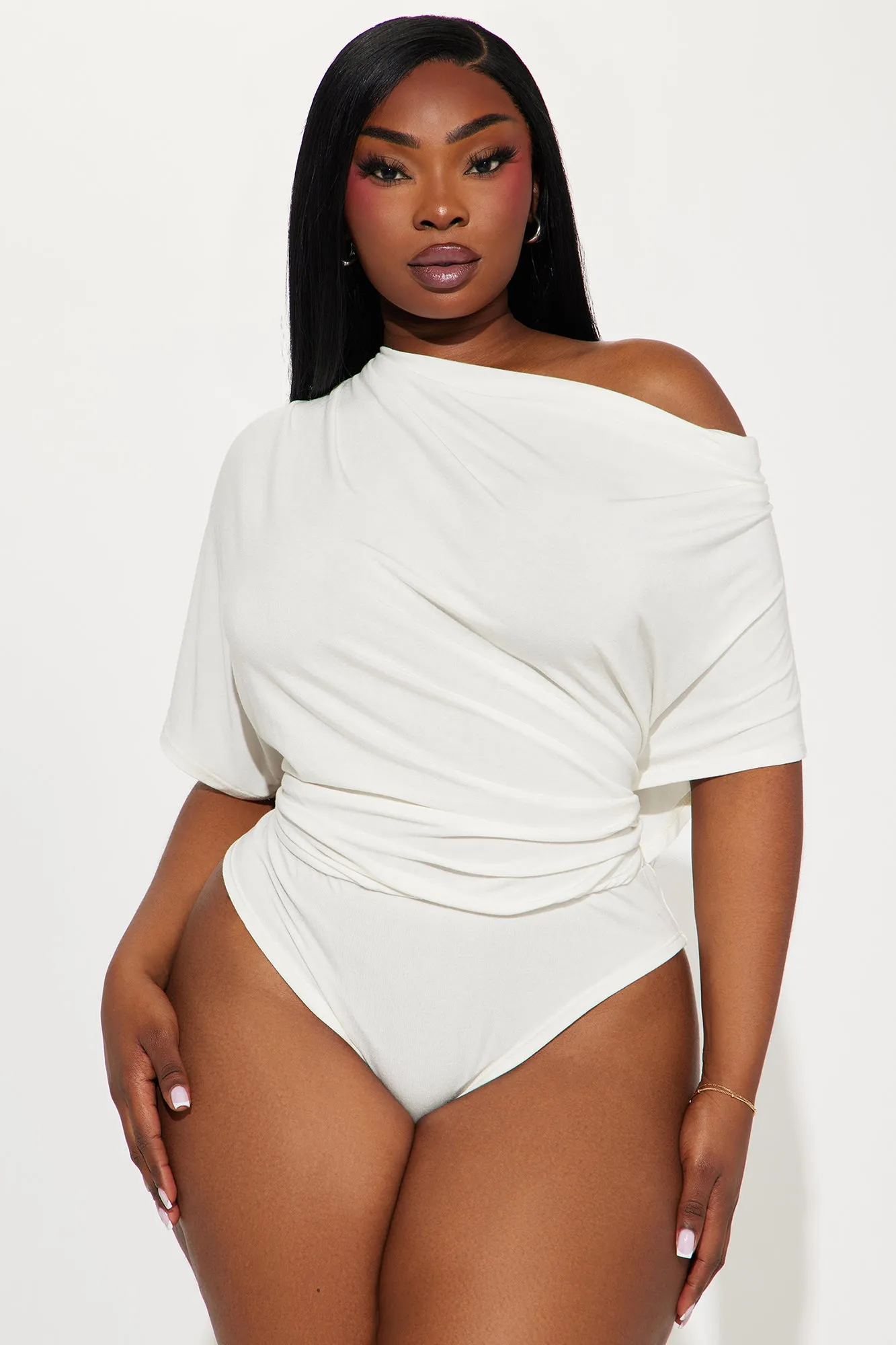 Flatter Me Off Shoulder Bodysuit - Ivory