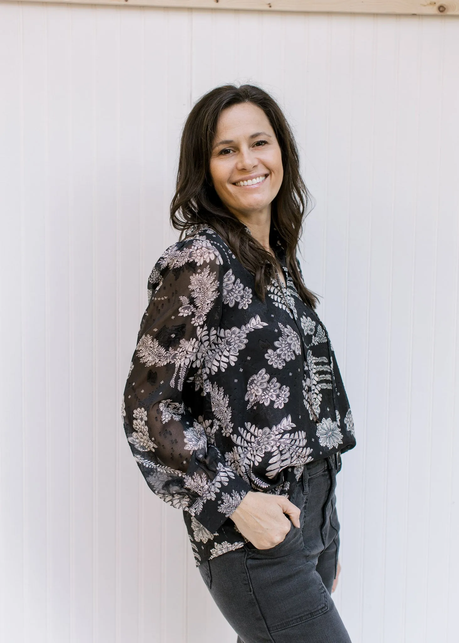 Floral Glory Black Top