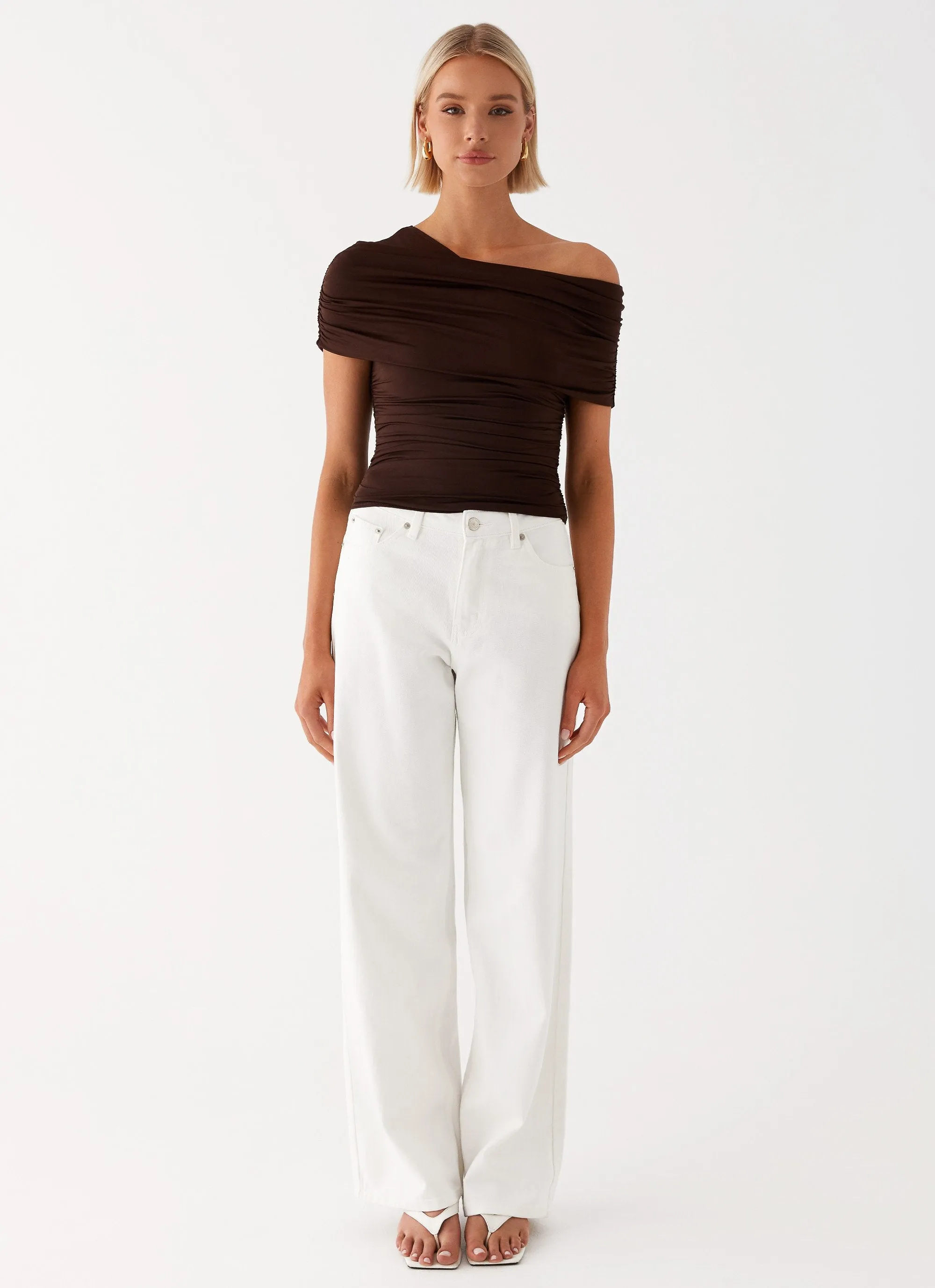 Gabbie Off Shoulder Top - Chocolate