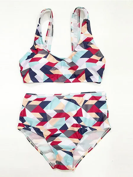 Geometric Printed High Waisted Bikini Set