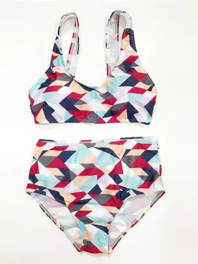 Geometric Printed High Waisted Bikini Set