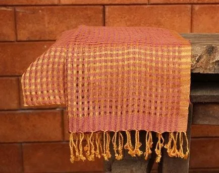 Handwoven Scarf Gossamer Soapstone and Gold