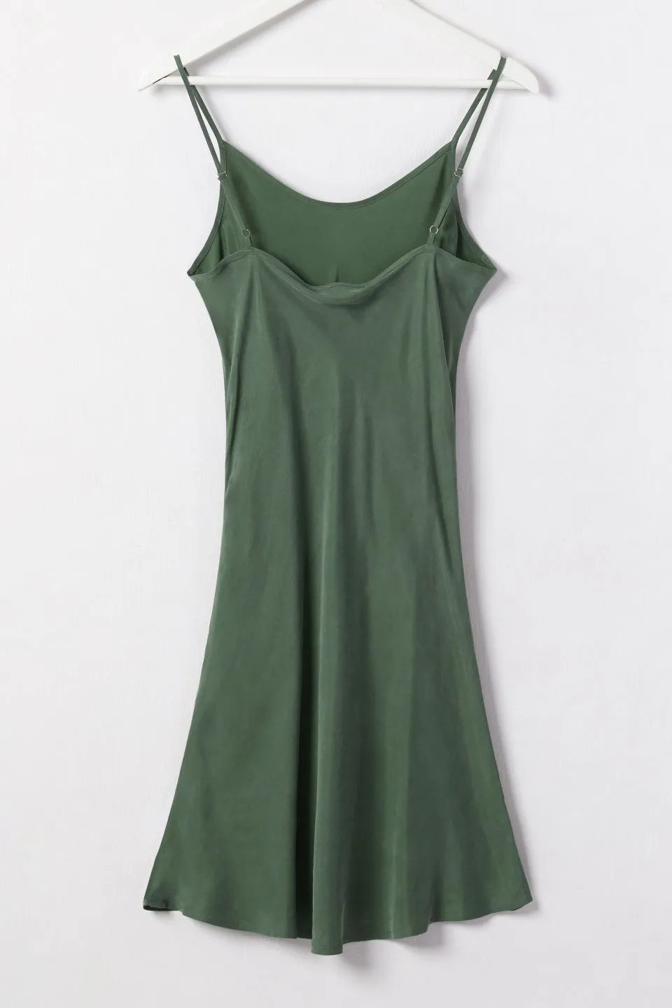 Holiday Fling Khaki Cupro Bias Slip Mini Dress