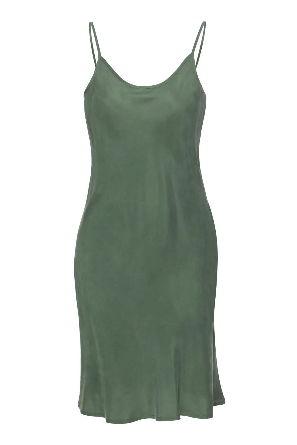 Holiday Fling Khaki Cupro Bias Slip Mini Dress