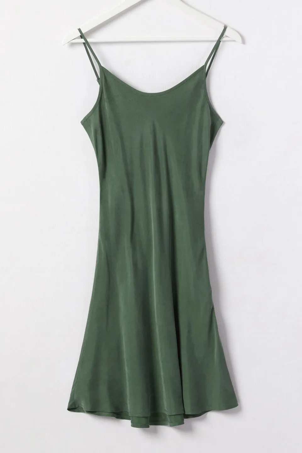 Holiday Fling Khaki Cupro Bias Slip Mini Dress