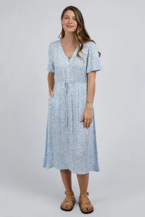 Iris Light Blue Floral SS Midi Dress