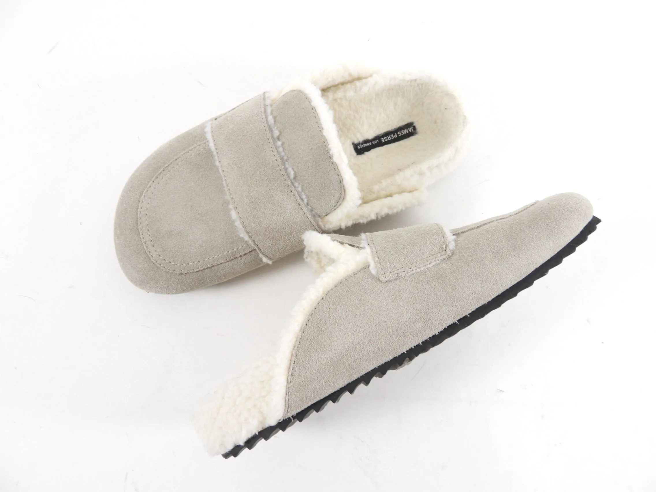 James Perse Grey Suede Shearling Slides - 37