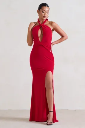 Luxuria | Red Halter Cut Out Maxi Dress