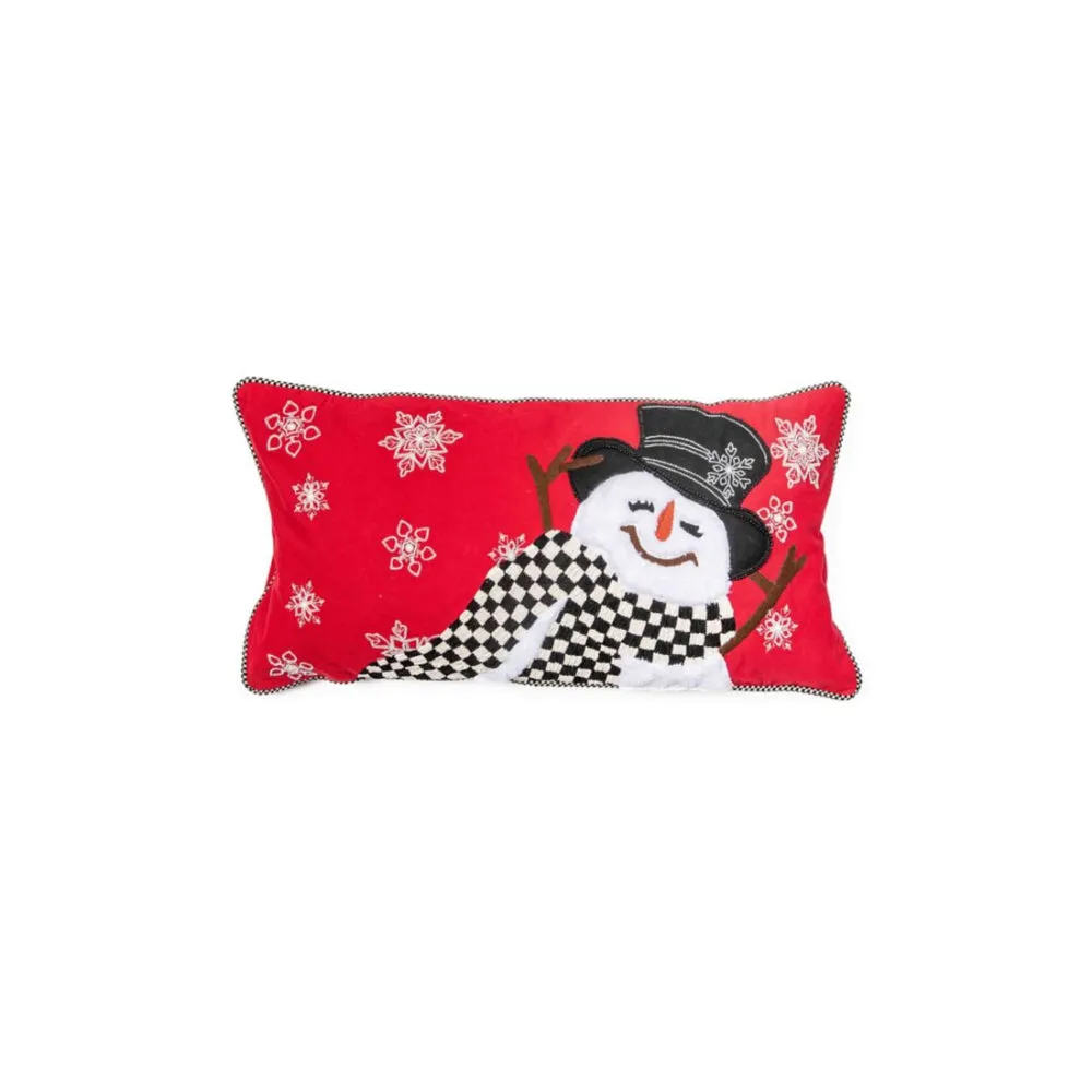 MacKenzie-Childs Top Hat Snowman Lumbar Pillow