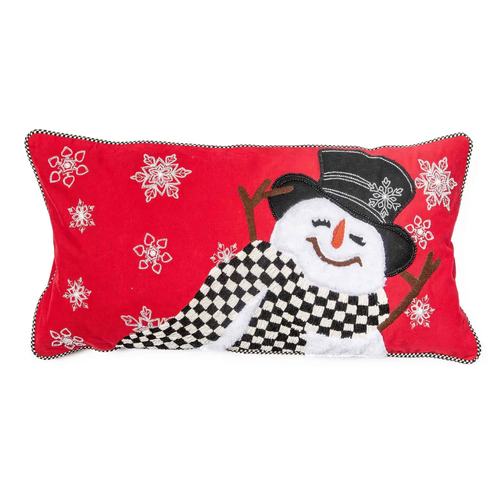 MacKenzie-Childs Top Hat Snowman Lumbar Pillow