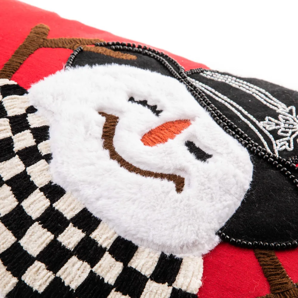 MacKenzie-Childs Top Hat Snowman Lumbar Pillow